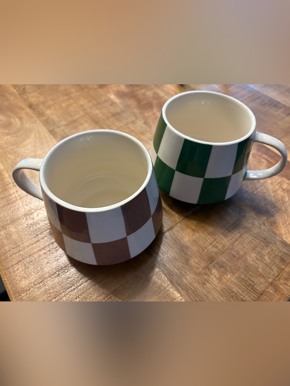 Checkerboard Ceramic Tumbler - Green and Brown